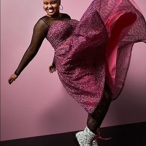 NWT size 14 Torrid BETSEY JOHNSON BLACK & PINK LACE MESH TULLE SKATER DRESS